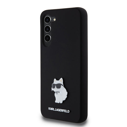 Custodia per Samsung Galaxy S23+ S916, Karl Lagerfeld, Silicone Choupette Metal, Nera