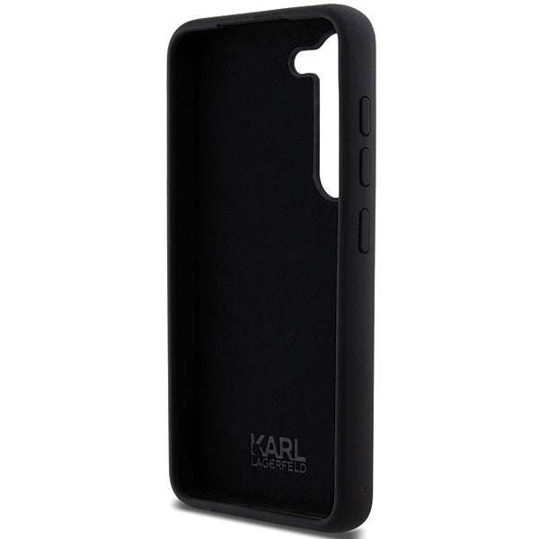 Custodia per Samsung Galaxy S23+ S916, Karl Lagerfeld, Silicone Ikonik Karl Metal, Nera