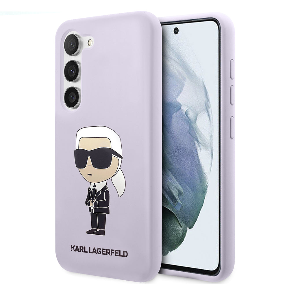 Custodia per Samsung Galaxy S23+ S916, Karl Lagerfeld, Silicone Ikonik Karl, Viola