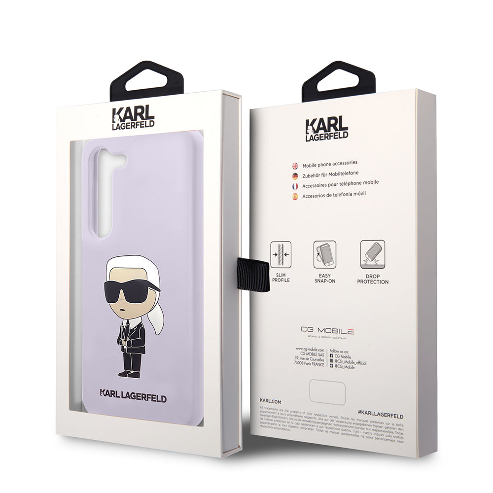 Custodia per Samsung Galaxy S23+ S916, Karl Lagerfeld, Silicone Ikonik Karl, Viola