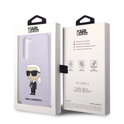 Custodia per Samsung Galaxy S23+ S916, Karl Lagerfeld, Silicone Ikonik Karl, Viola