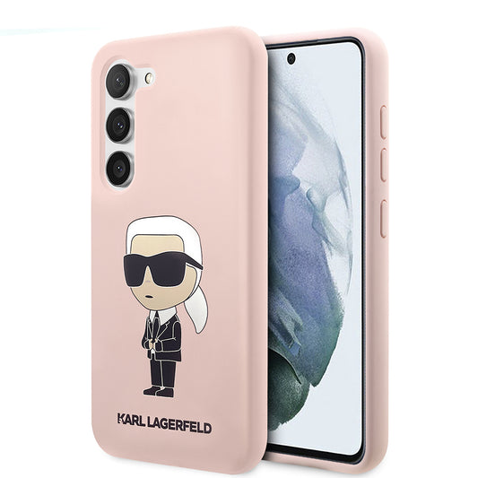 Custodia per Samsung Galaxy S23+ S916, Karl Lagerfeld, Silicone Ikonik Karl, Rosa