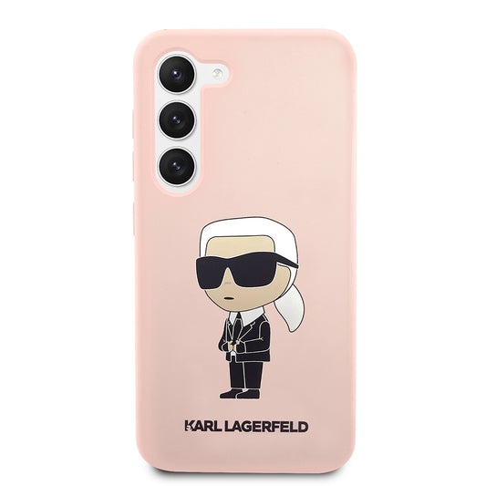 Custodia per Samsung Galaxy S23+ S916, Karl Lagerfeld, Silicone Ikonik Karl, Rosa