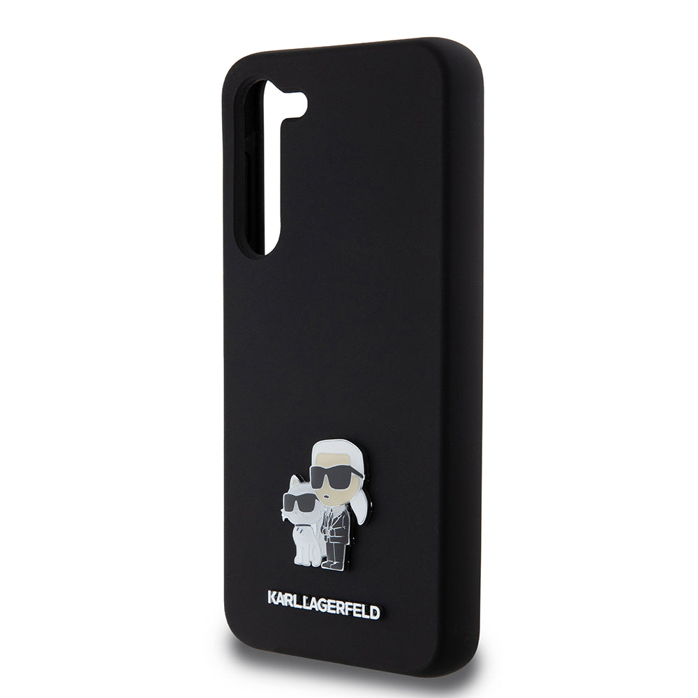 Case for Samsung Galaxy S23+ S916, Karl Lagerfeld, Silicone Karl & Choupette Metal, Black