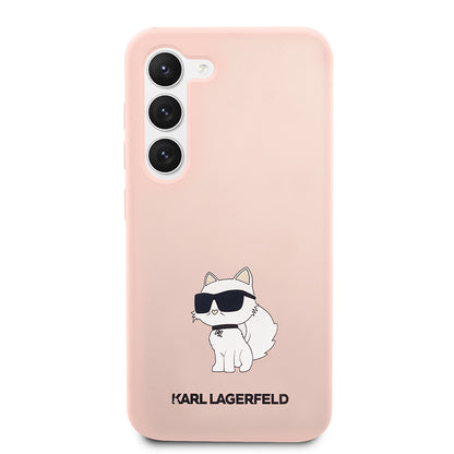 Custodia per Samsung Galaxy S23 S911, Karl Lagerfeld, Silicone Choupette, Rosa