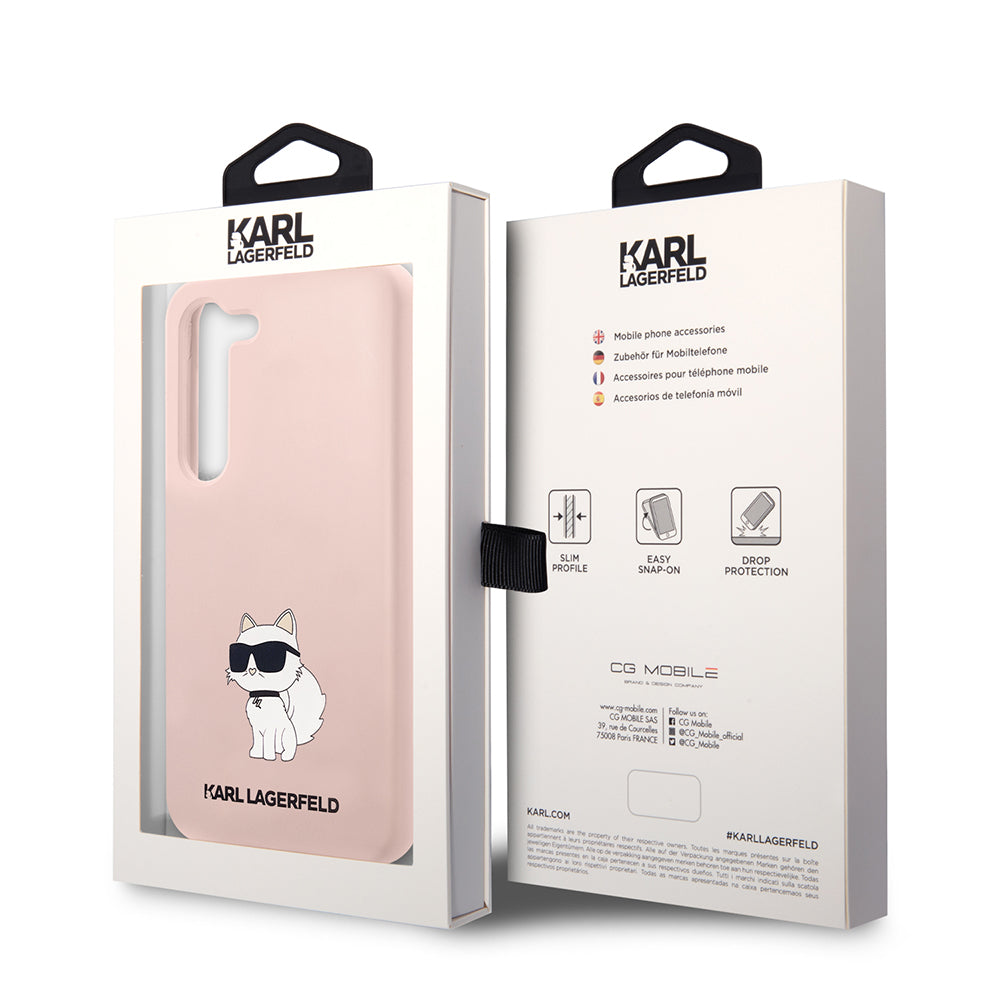 Custodia per Samsung Galaxy S23 S911, Karl Lagerfeld, Silicone Choupette, Rosa