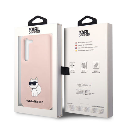Custodia per Samsung Galaxy S23 S911, Karl Lagerfeld, Silicone Choupette, Rosa