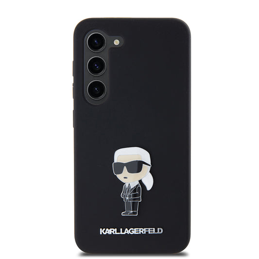 Case for Samsung Galaxy S23 S911, Karl Lagerfeld, Silicone Ikonik Karl Metal, Black