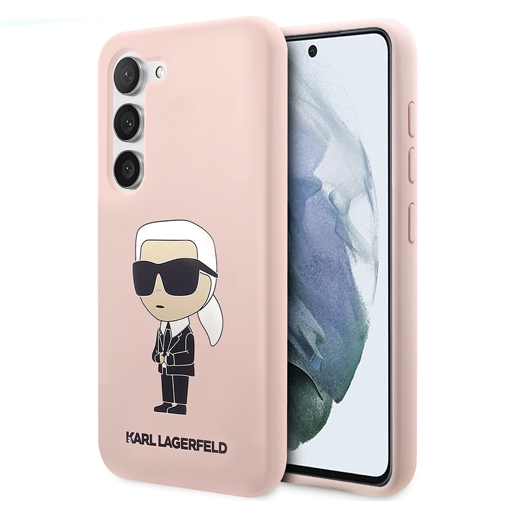 Custodia per Samsung Galaxy S23 S911, Karl Lagerfeld, Silicone Ikonik Karl, Rosa