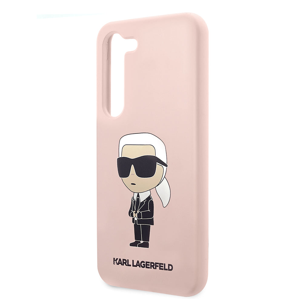 Custodia per Samsung Galaxy S23 S911, Karl Lagerfeld, Silicone Ikonik Karl, Rosa