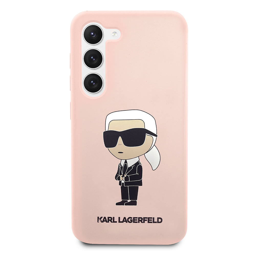 Custodia per Samsung Galaxy S23 S911, Karl Lagerfeld, Silicone Ikonik Karl, Rosa