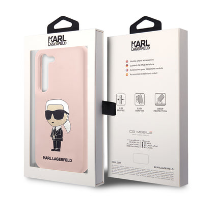 Custodia per Samsung Galaxy S23 S911, Karl Lagerfeld, Silicone Ikonik Karl, Rosa