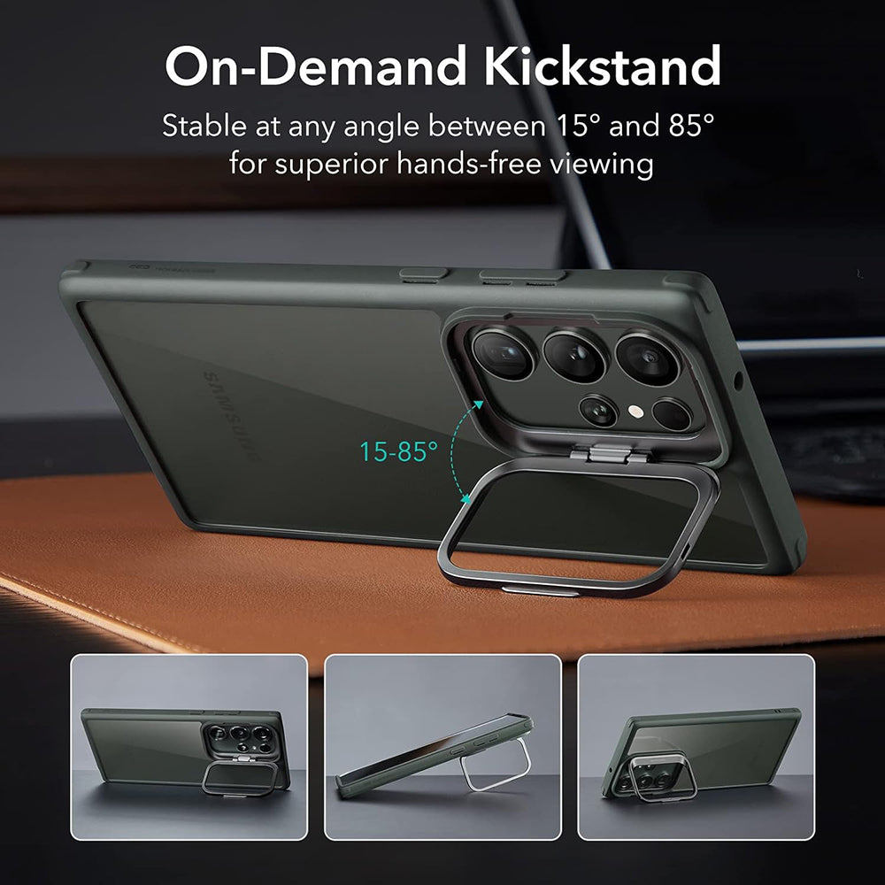 Custodia per Samsung Galaxy S23 Ultra S918, ESR, Classic Kickstand, Verde Trasparente