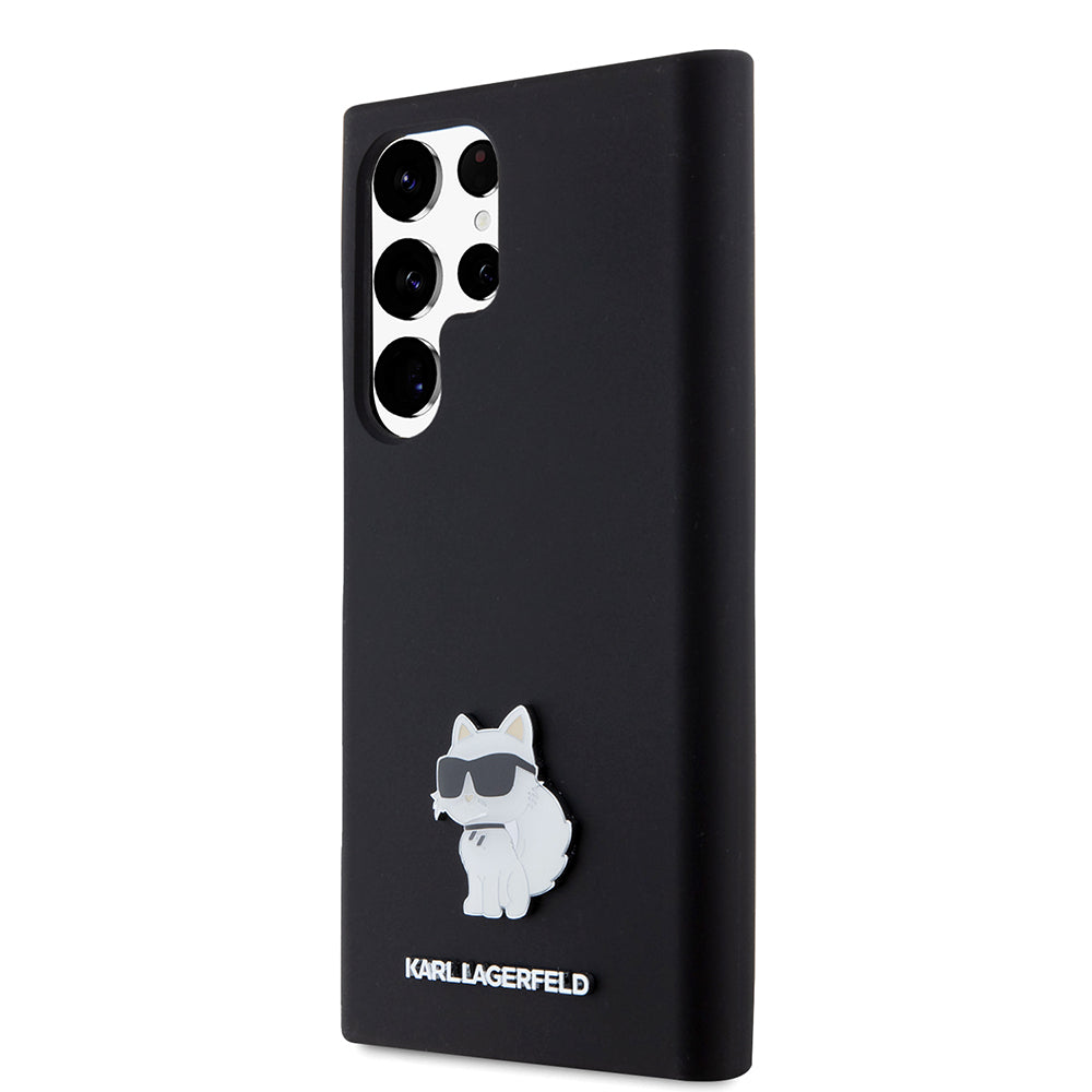 Custodia per Samsung Galaxy S23 Ultra S918, Karl Lagerfeld, Silicone Choupette, Nera