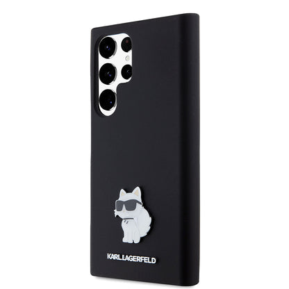 Custodia per Samsung Galaxy S23 Ultra S918, Karl Lagerfeld, Silicone Choupette, Nera