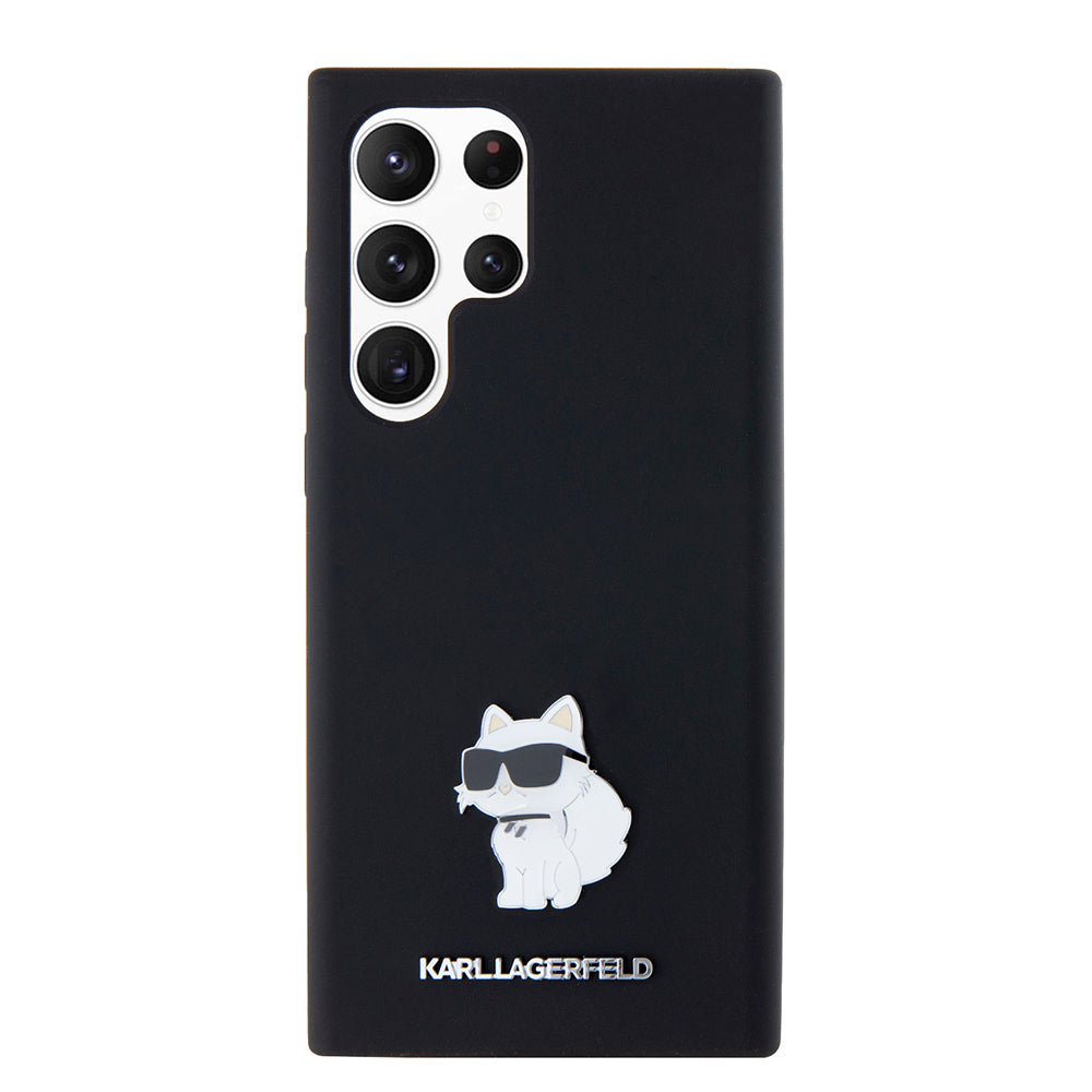 Custodia per Samsung Galaxy S23 Ultra S918, Karl Lagerfeld, Silicone Choupette, Nera