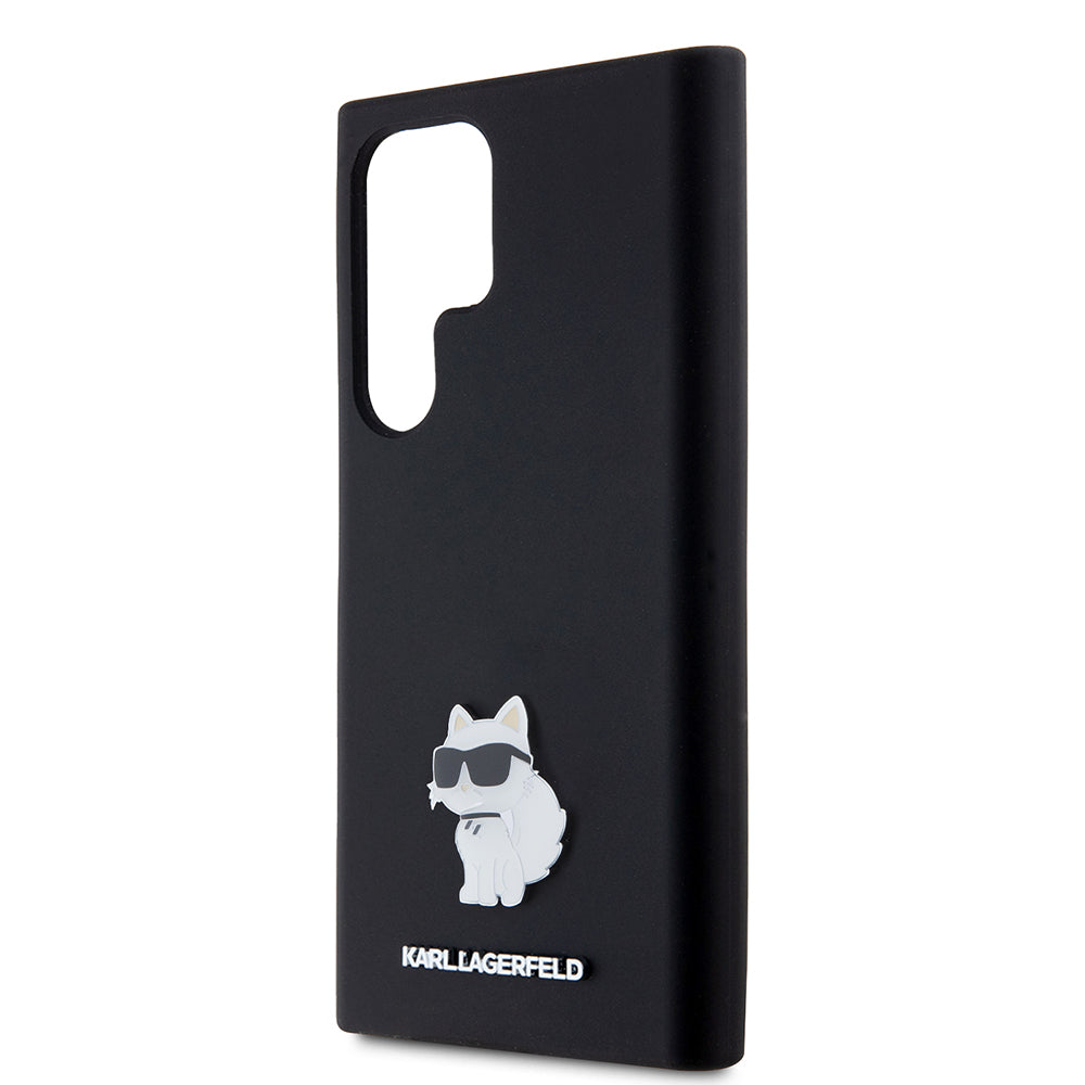 Custodia per Samsung Galaxy S23 Ultra S918, Karl Lagerfeld, Silicone Choupette, Nera