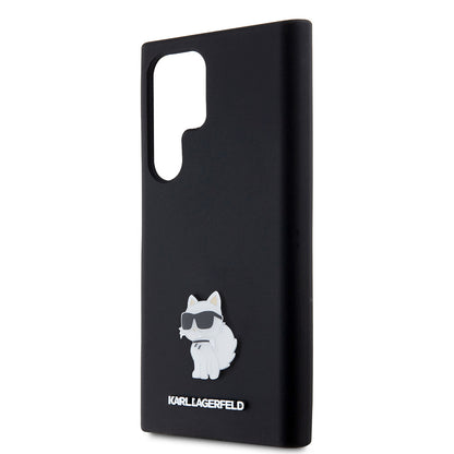 Custodia per Samsung Galaxy S23 Ultra S918, Karl Lagerfeld, Silicone Choupette, Nera