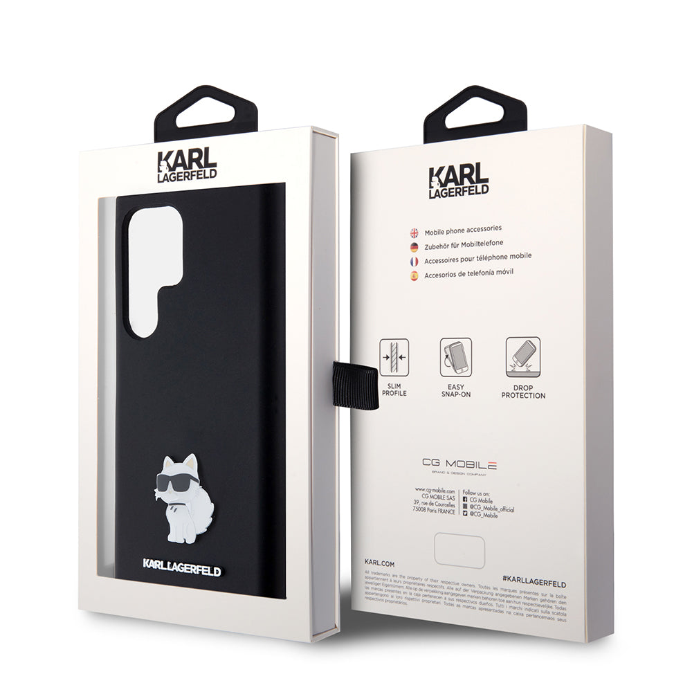 Custodia per Samsung Galaxy S23 Ultra S918, Karl Lagerfeld, Silicone Choupette, Nera