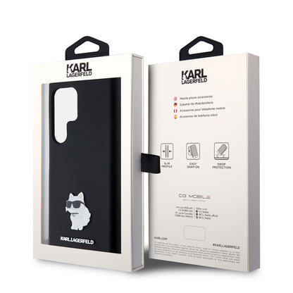 Custodia per Samsung Galaxy S23 Ultra S918, Karl Lagerfeld, Silicone Choupette, Nera