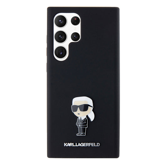Case for Samsung Galaxy S23 Ultra S918, Karl Lagerfeld, Silicone Ikonik Karl Metal, Black
