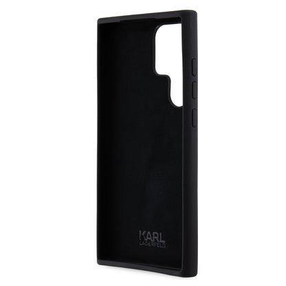 Custodia per Samsung Galaxy S23 Ultra S918, Karl Lagerfeld, Silicone Ikonik Karl Metal, Nera