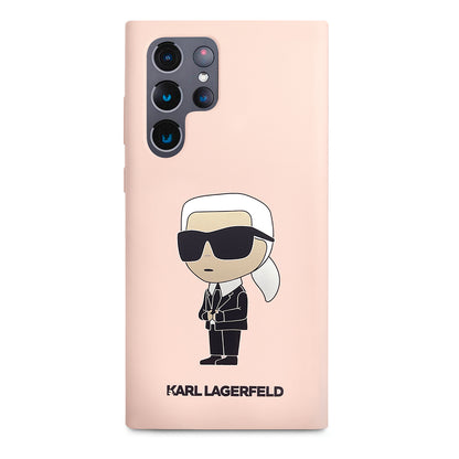 Custodia per Samsung Galaxy S23 Ultra S918, Karl Lagerfeld, Silicone Ikonik Karl, Rosa