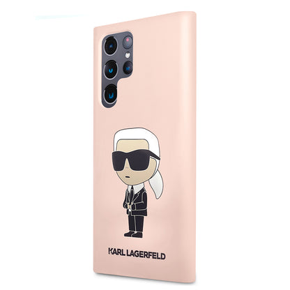 Custodia per Samsung Galaxy S23 Ultra S918, Karl Lagerfeld, Silicone Ikonik Karl, Rosa