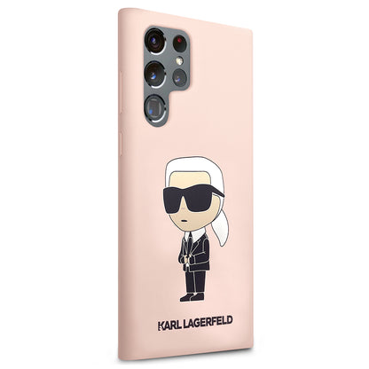 Custodia per Samsung Galaxy S23 Ultra S918, Karl Lagerfeld, Silicone Ikonik Karl, Rosa