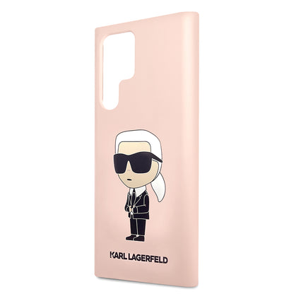 Custodia per Samsung Galaxy S23 Ultra S918, Karl Lagerfeld, Silicone Ikonik Karl, Rosa