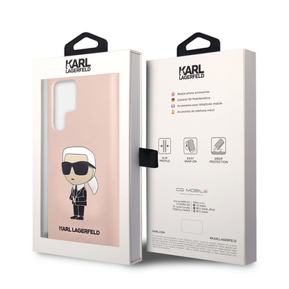 Custodia per Samsung Galaxy S23 Ultra S918, Karl Lagerfeld, Silicone Ikonik Karl, Rosa