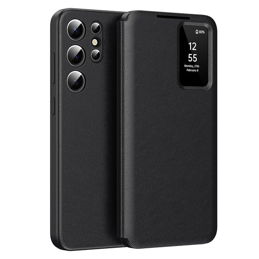Custodia per Samsung Galaxy S23 Ultra S918, Techsuit, SmartView, Nera