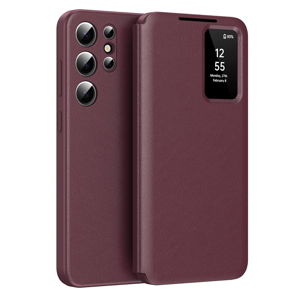 Custodia per Samsung Galaxy S23 Ultra S918, Techsuit, SmartView, Rossa