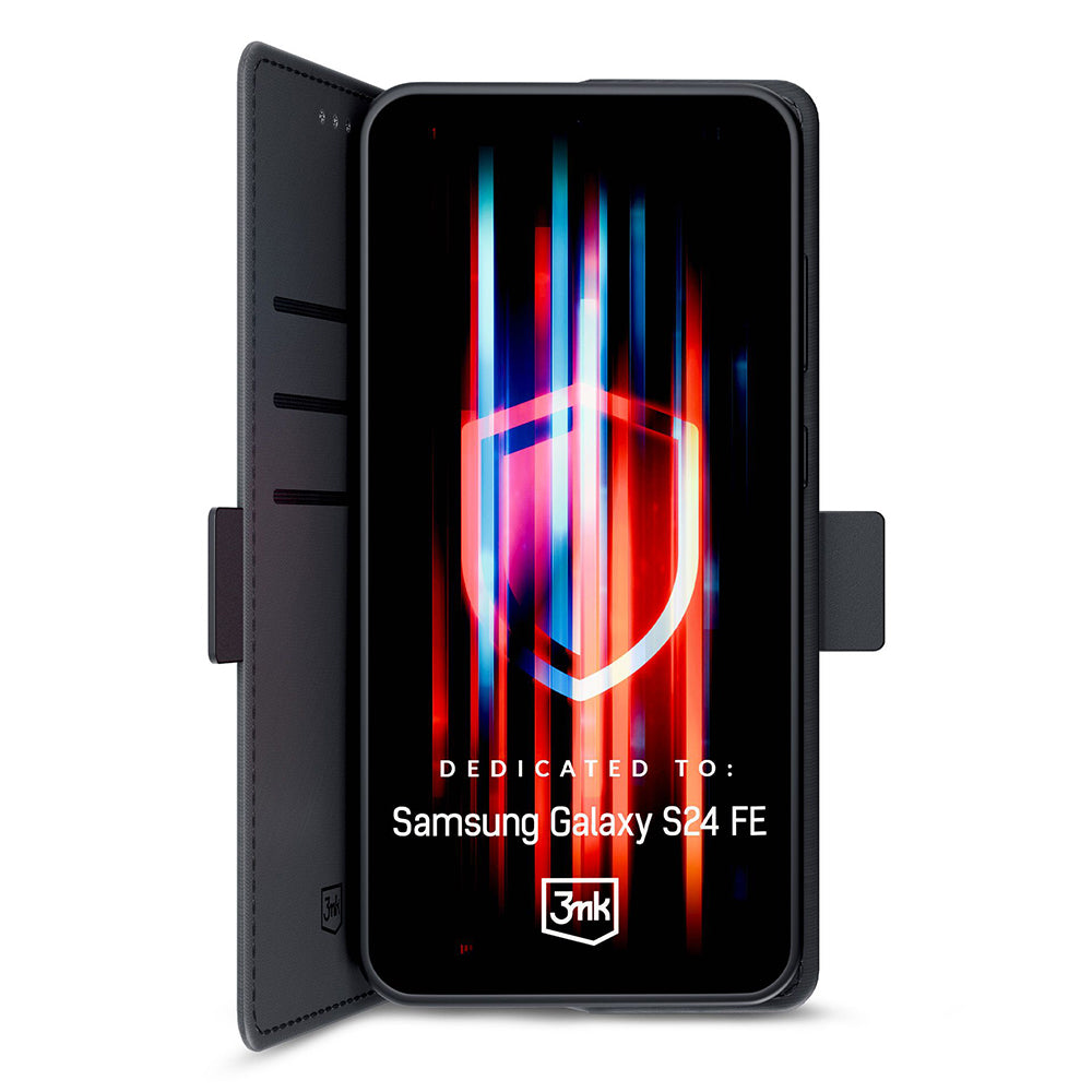 Custodia per Samsung Galaxy S24 FE S721, 3MK, Wallet, Nera