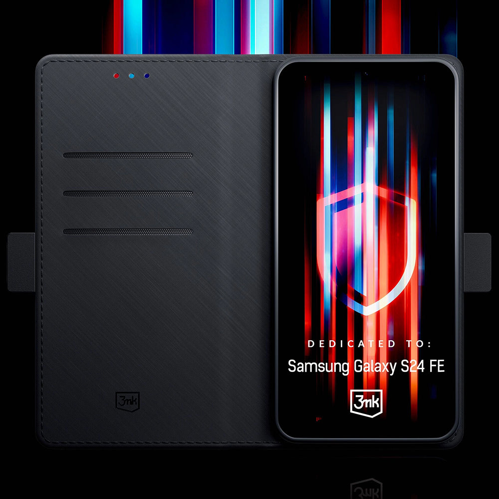 Custodia per Samsung Galaxy S24 FE S721, 3MK, Wallet, Nera