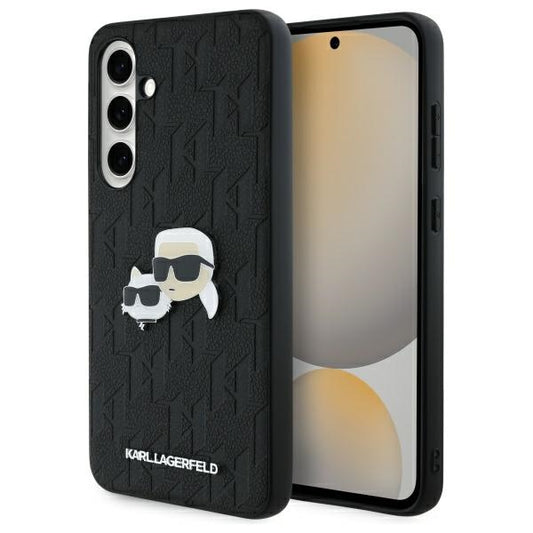 Custodia per Samsung Galaxy S24 FE S721, Karl Lagerfeld, Monogramma Karl & Choupette's Heads, Nera