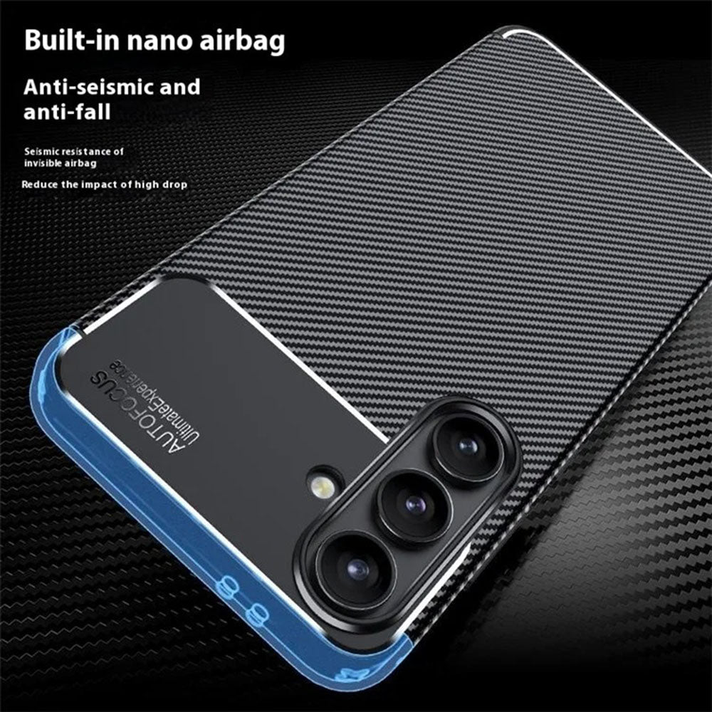 Custodia per Samsung Galaxy S24 FE S721, Techsuit, CarbonFiber, Nera