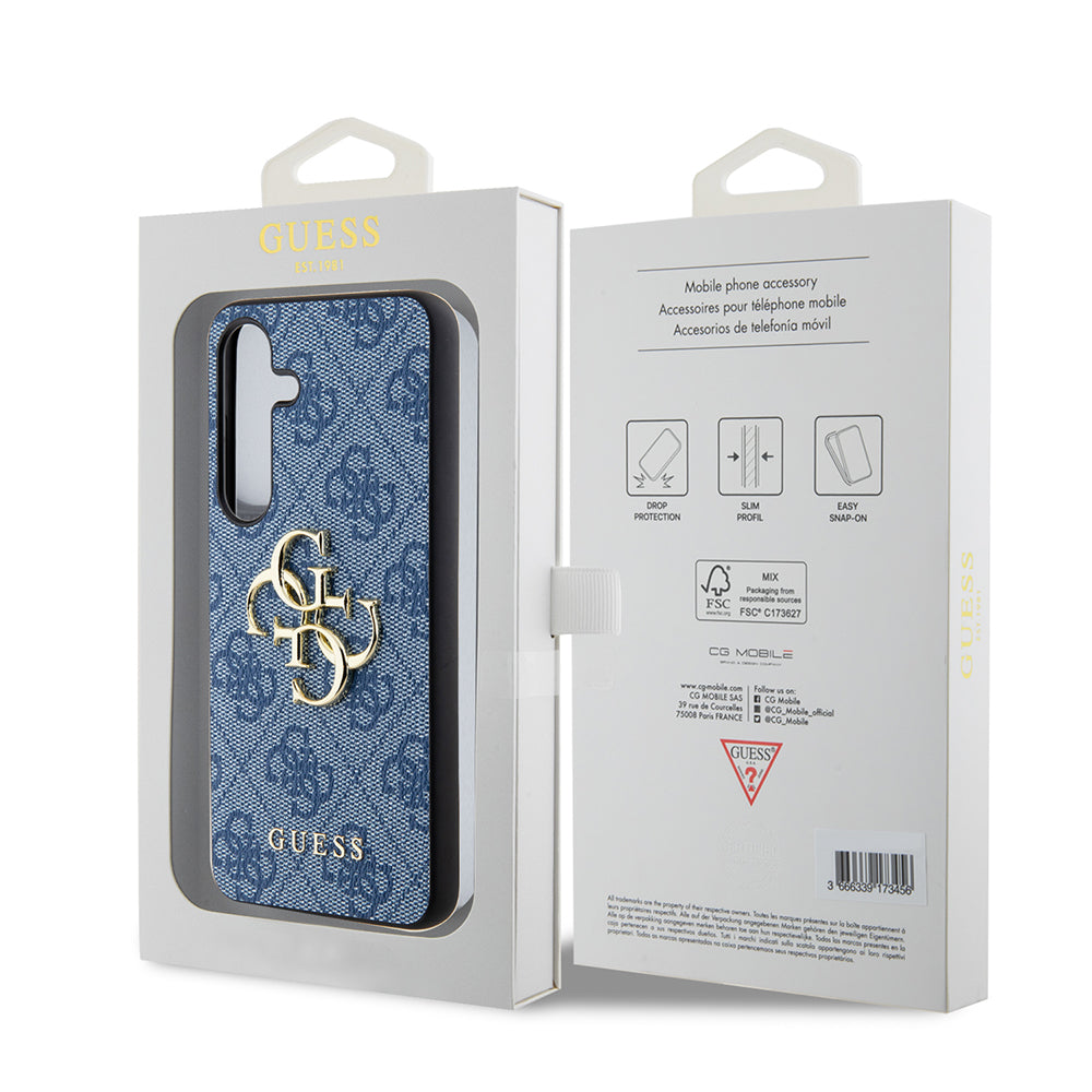 Custodia per Samsung Galaxy S24+ S926, Guess, 4G Big Logo, Blu