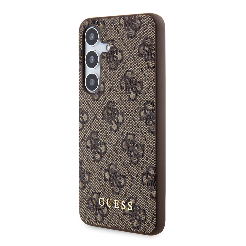 Custodia per Samsung Galaxy S24+ S926, Guess, 4G Metal Gold Logo, Marrone