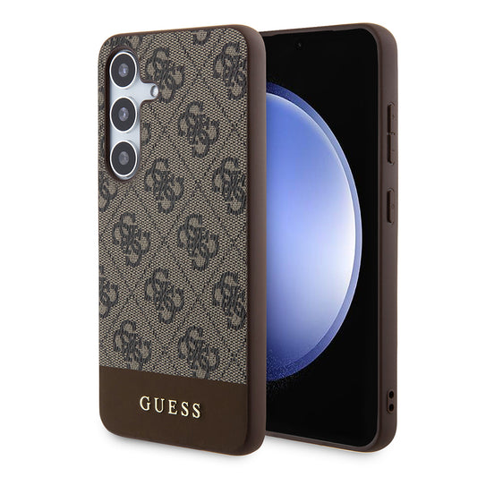Custodia per Samsung Galaxy S24+ S926, Guess, 4G Stripe, Marrone
