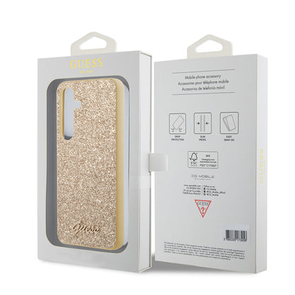 Custodia per Samsung Galaxy S24+ S926, Guess, Glitter Script, Dorata