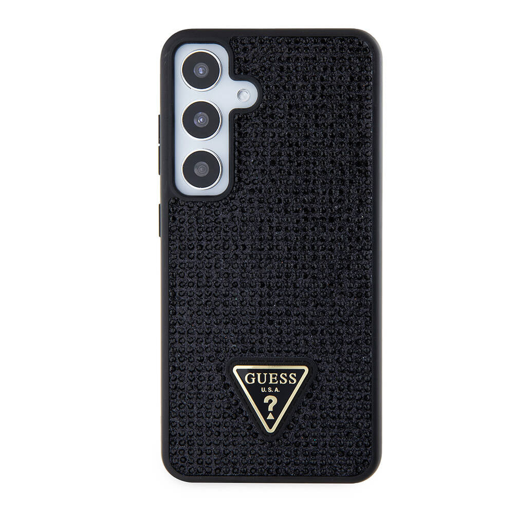 Custodia per Samsung Galaxy S24+ S926, Guess, Logo Triangolo di Strass, Nera