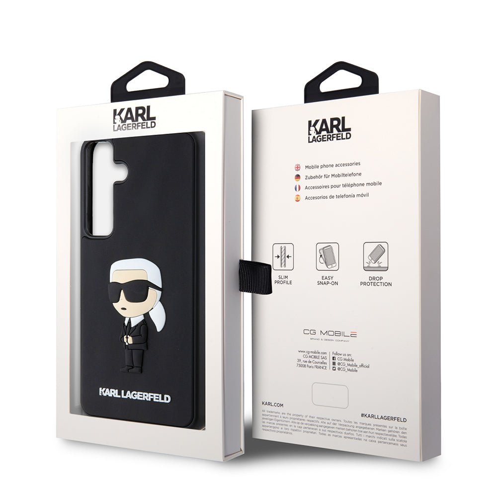 Custodia per Samsung Galaxy S24+ S926, Karl Lagerfeld, 3D Rubber Ikonik Karl, Nera