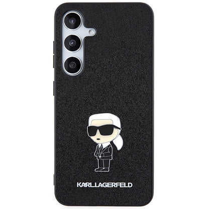 Custodia per Samsung Galaxy S24+ S926, Karl Lagerfeld, Glitter Ikonik Karl Logo, Nera