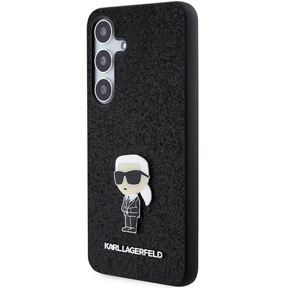 Custodia per Samsung Galaxy S24+ S926, Karl Lagerfeld, Glitter Ikonik Karl Logo, Nera
