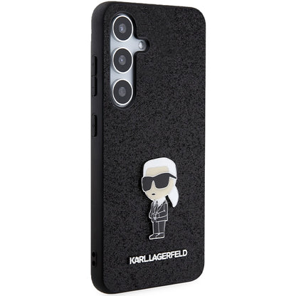 Custodia per Samsung Galaxy S24+ S926, Karl Lagerfeld, Glitter Ikonik Karl Logo, Nera