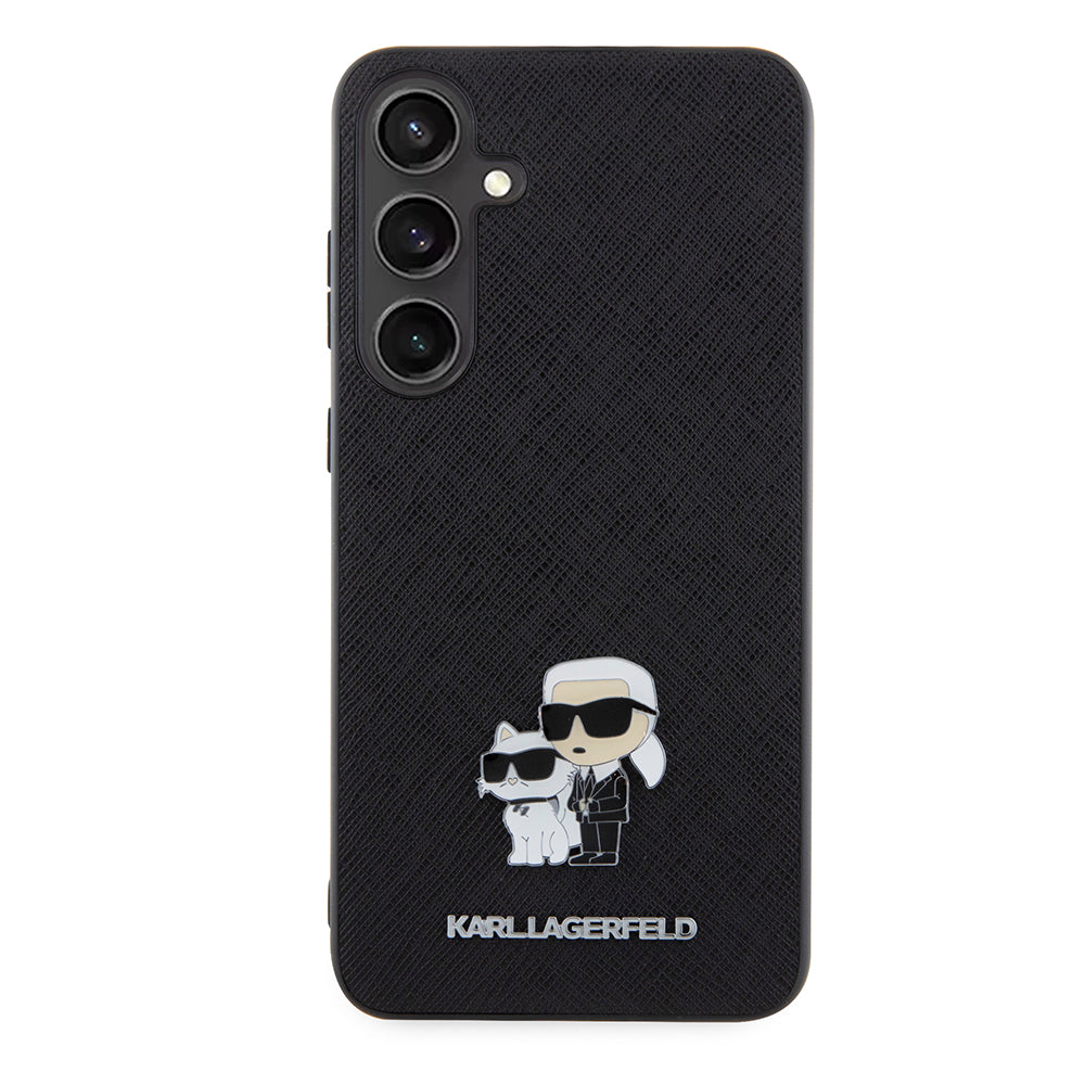 Custodia per Samsung Galaxy S24+ S926, Karl Lagerfeld, Saffiano Karl & Choupette Metal, Nera