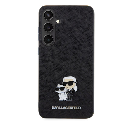 Custodia per Samsung Galaxy S24+ S926, Karl Lagerfeld, Saffiano Karl & Choupette Metal, Nera