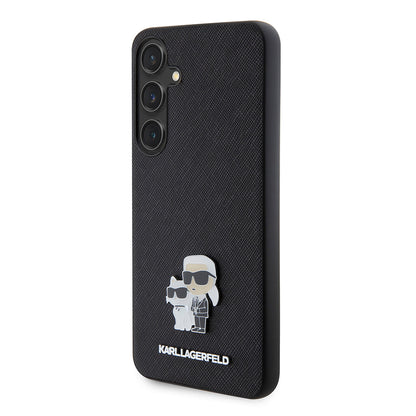 Custodia per Samsung Galaxy S24+ S926, Karl Lagerfeld, Saffiano Karl & Choupette Metal, Nera
