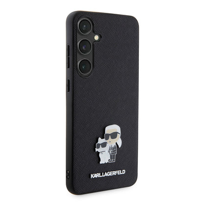 Custodia per Samsung Galaxy S24+ S926, Karl Lagerfeld, Saffiano Karl & Choupette Metal, Nera